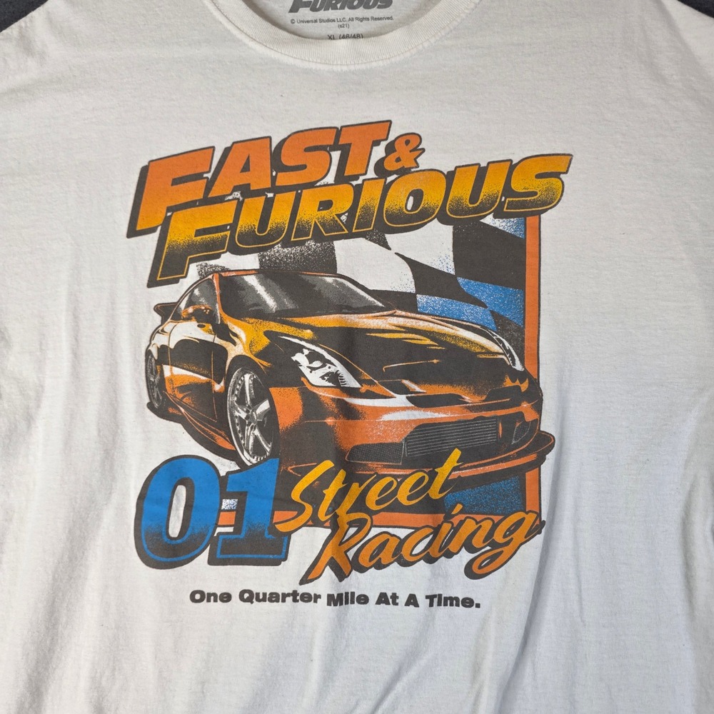 Fast & Furious Graphic T-Shirt Mens XL White Street Racing Car Cotton
